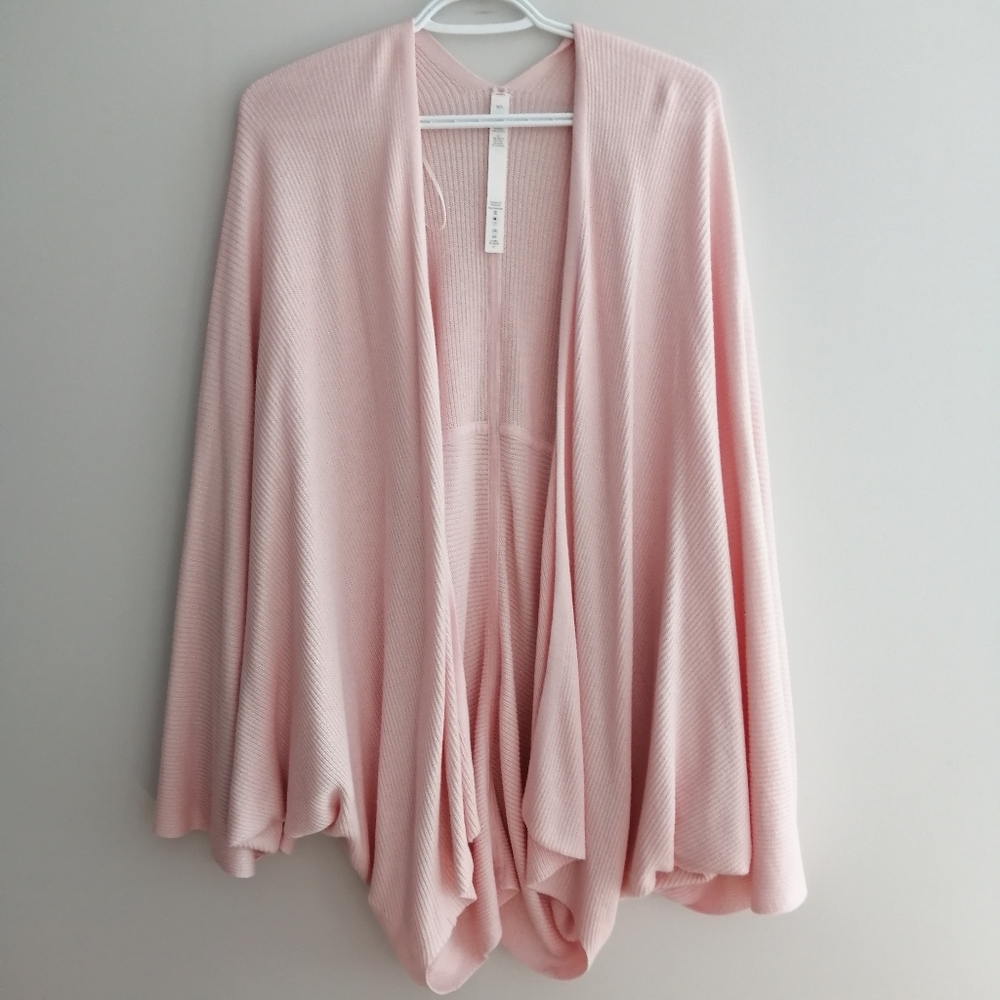 Lululemon Knit Textured Open Front Wrap Cardigan in Pink Mist Size M/L
